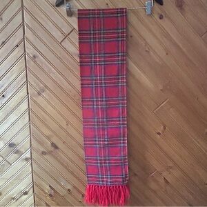 Vintage Sears red plaid wool blend scarf